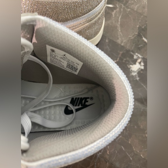 Women’s 8.5: Custom White, Tan & Gold Iced Out Blingged Nike Air - Picture 10 of 11